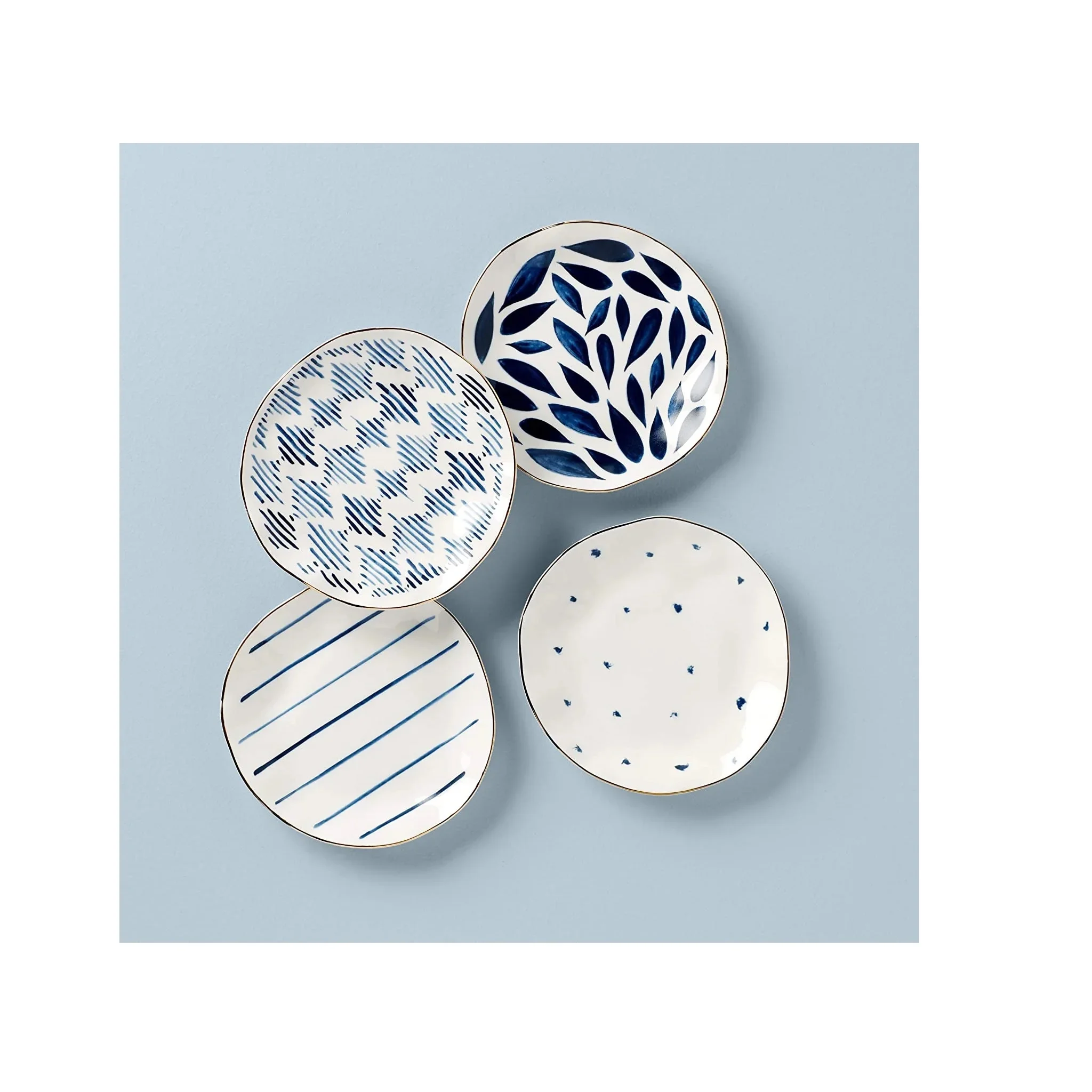 Lenox Blue Bay Tidbits Party Plates, Set Of 4