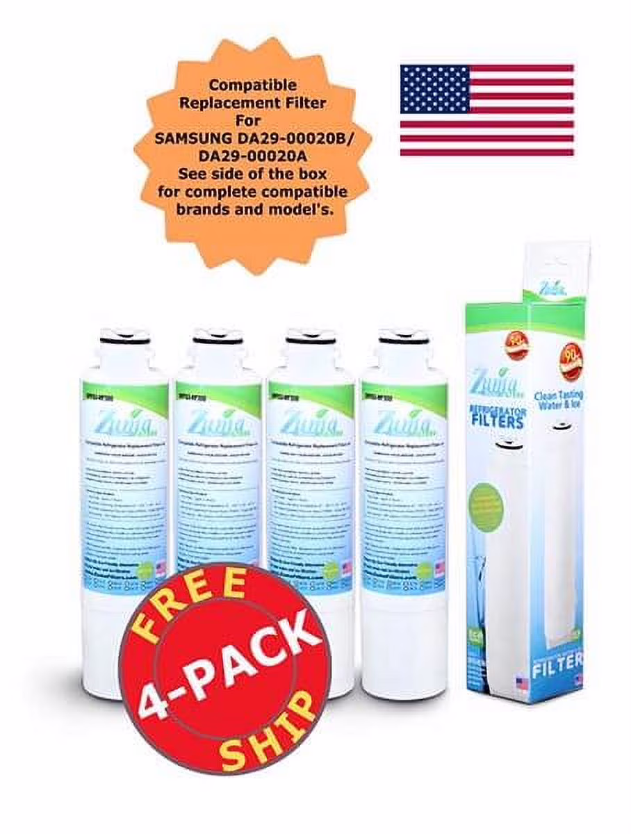 ZUMA Brand , Water and Ice Filter , Model # OPFS3-RF300 , Compatible with Samsung® 04609101000 - 4 Pack - Made in U.S.A.