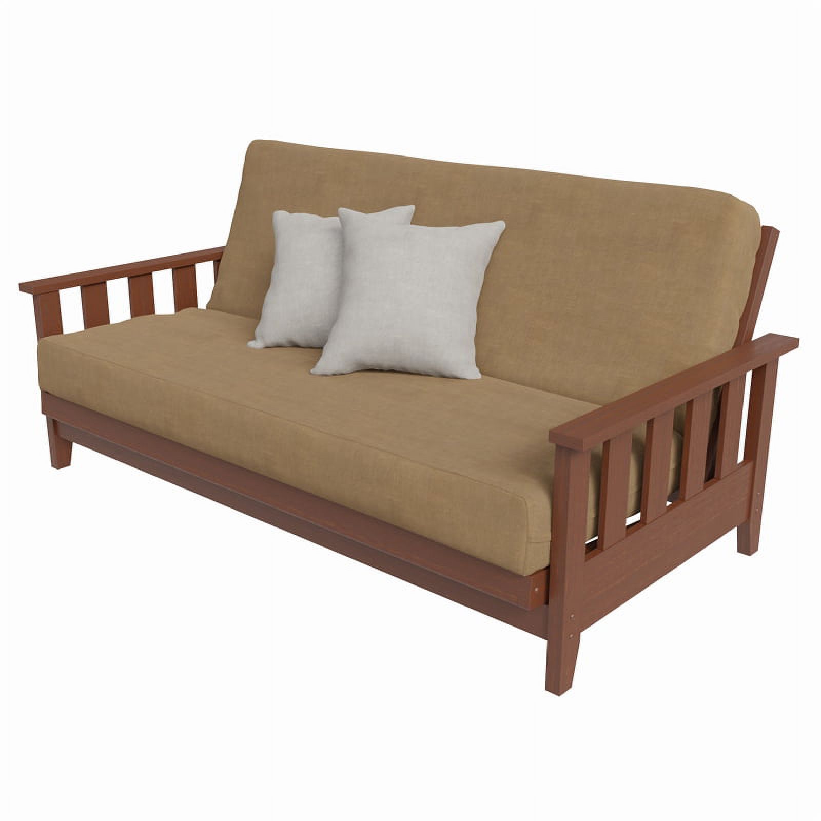 All Wood Canby Futon Package in Warm Cherry (Oak) with Stratus Futon and Cover