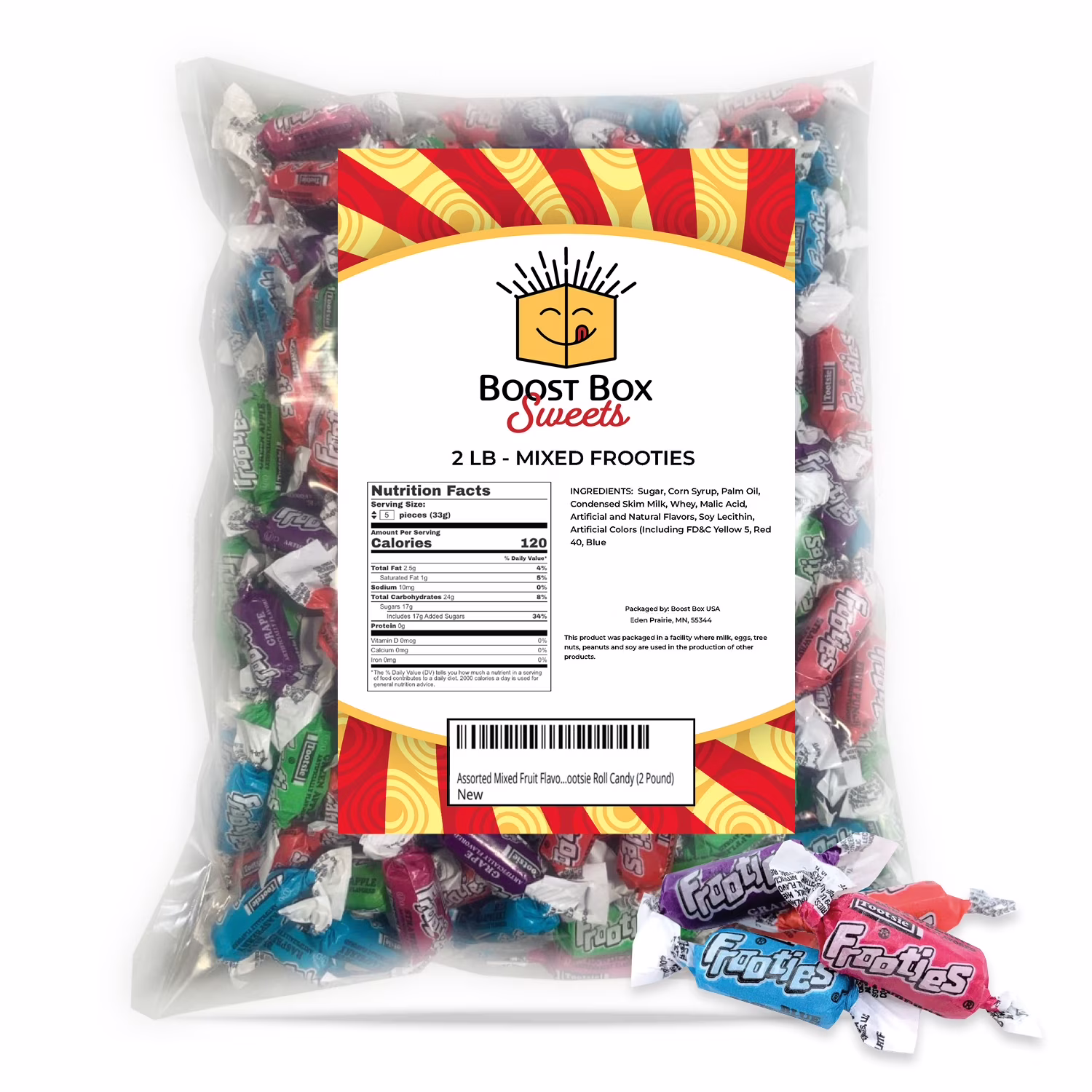 Frooties Assorted Mixed Fruit Flavored Individually Wrapped Bulk Chewy Tootsie Roll Candy (2 Pound)
