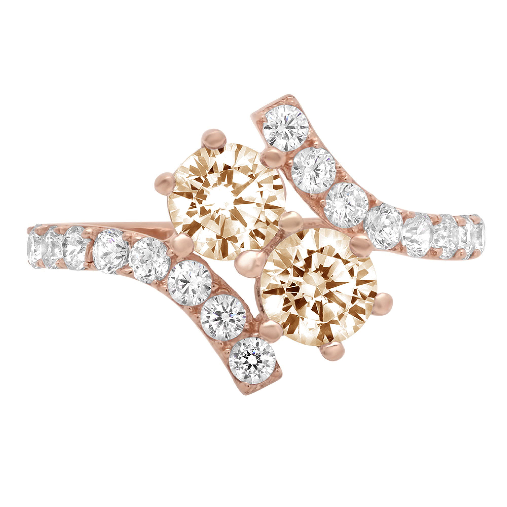 1.98 ct Brilliant Round Cut Clear Simulated Diamond 18K Rose Gold Solitaire with Accents Ring SZ 6.75