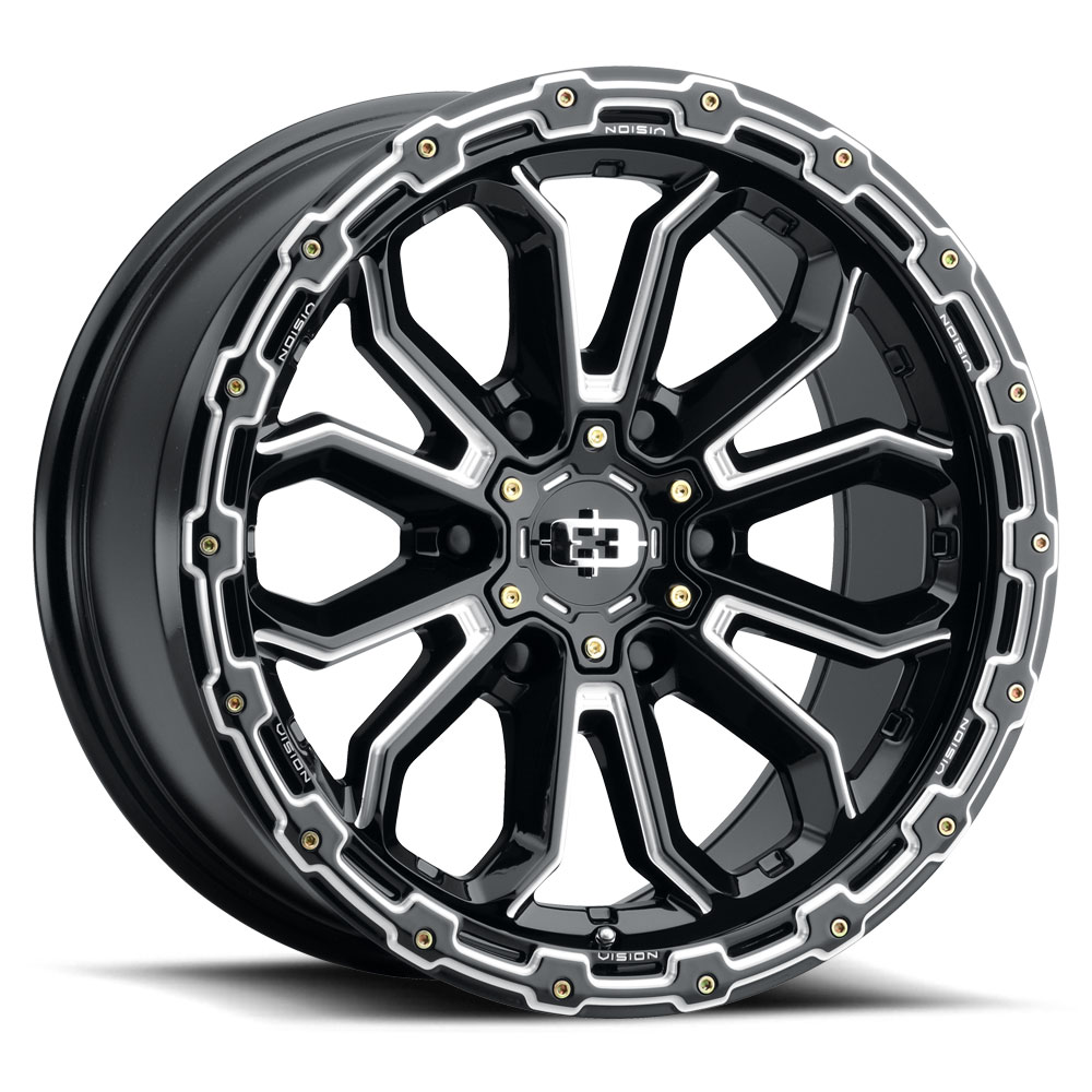 16x8 Vision 405 Korupt Gloss Black Milled Spoke Wheel 5x5 (0mm)