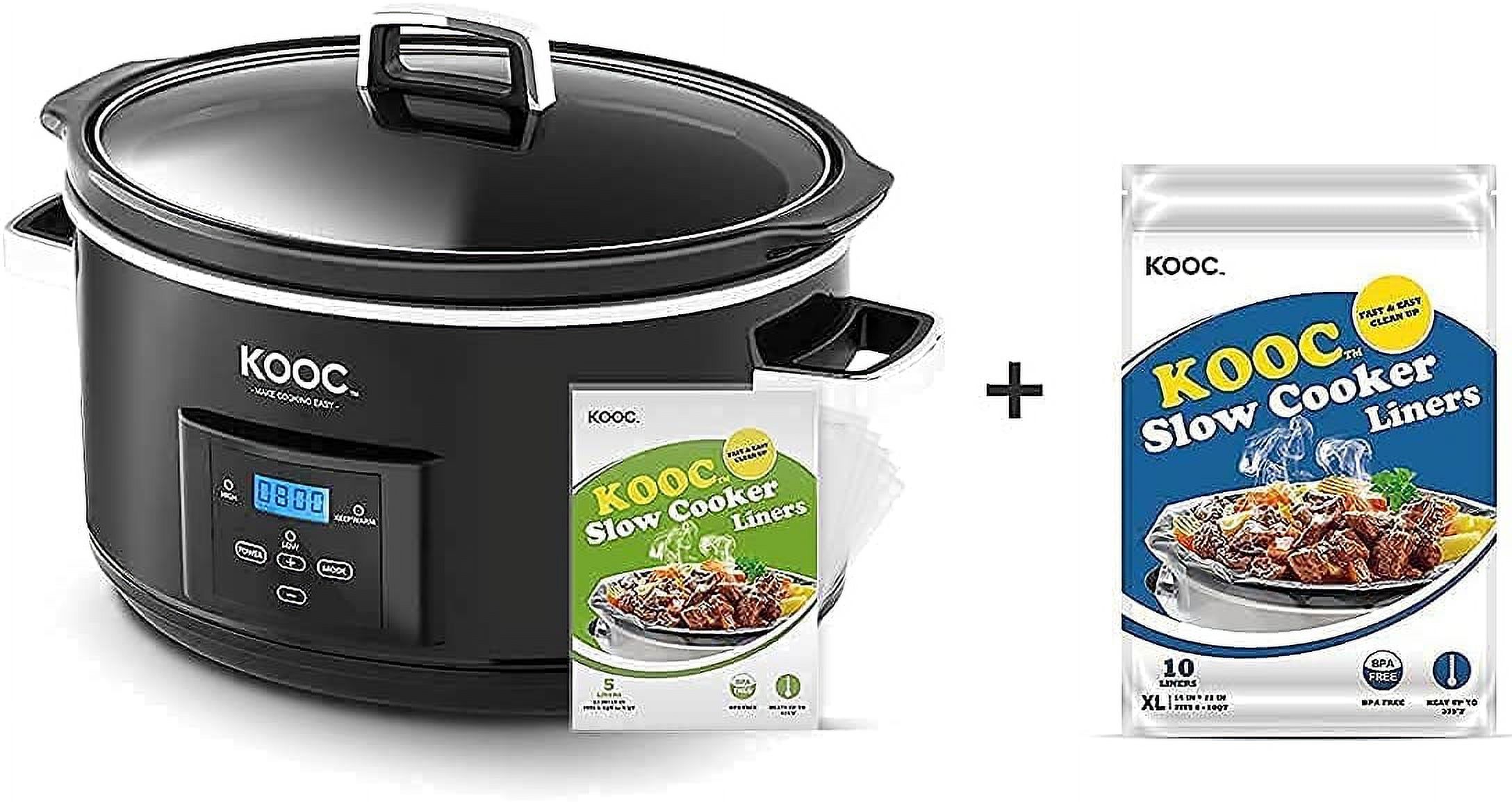 [Bundle Group] YONG Programmable Slow Cooker 8.5-Quart (with 5 Bonus Free Liners) + Additional 1 Pack of 10 Liners for Easy Clean-up, Upgraded Pot, Adjustable Temp, Nutrient Loss Reduction