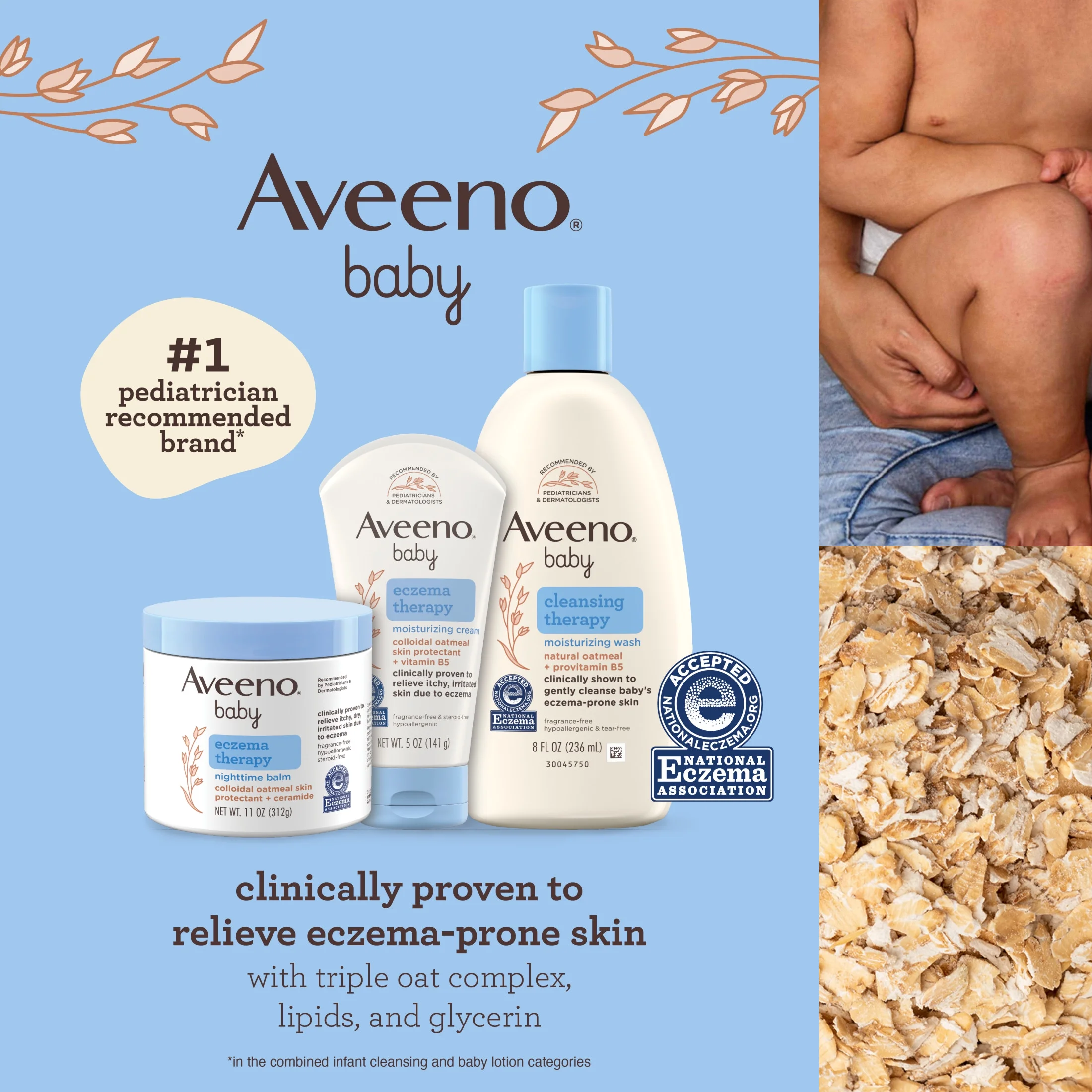 Aveeno Baby Eczema Therapy Moisturizing Cream with Oatmeal, 12 fl. oz