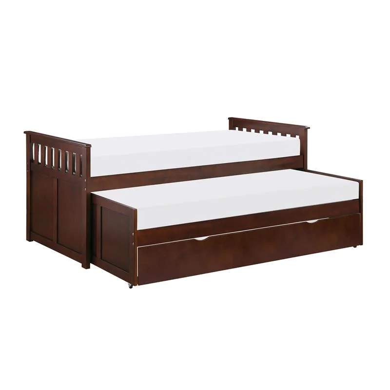 Lexicon Rowe Transitional Wood Twin/ Twin Bed with Twin Trundle in Dark Cherry