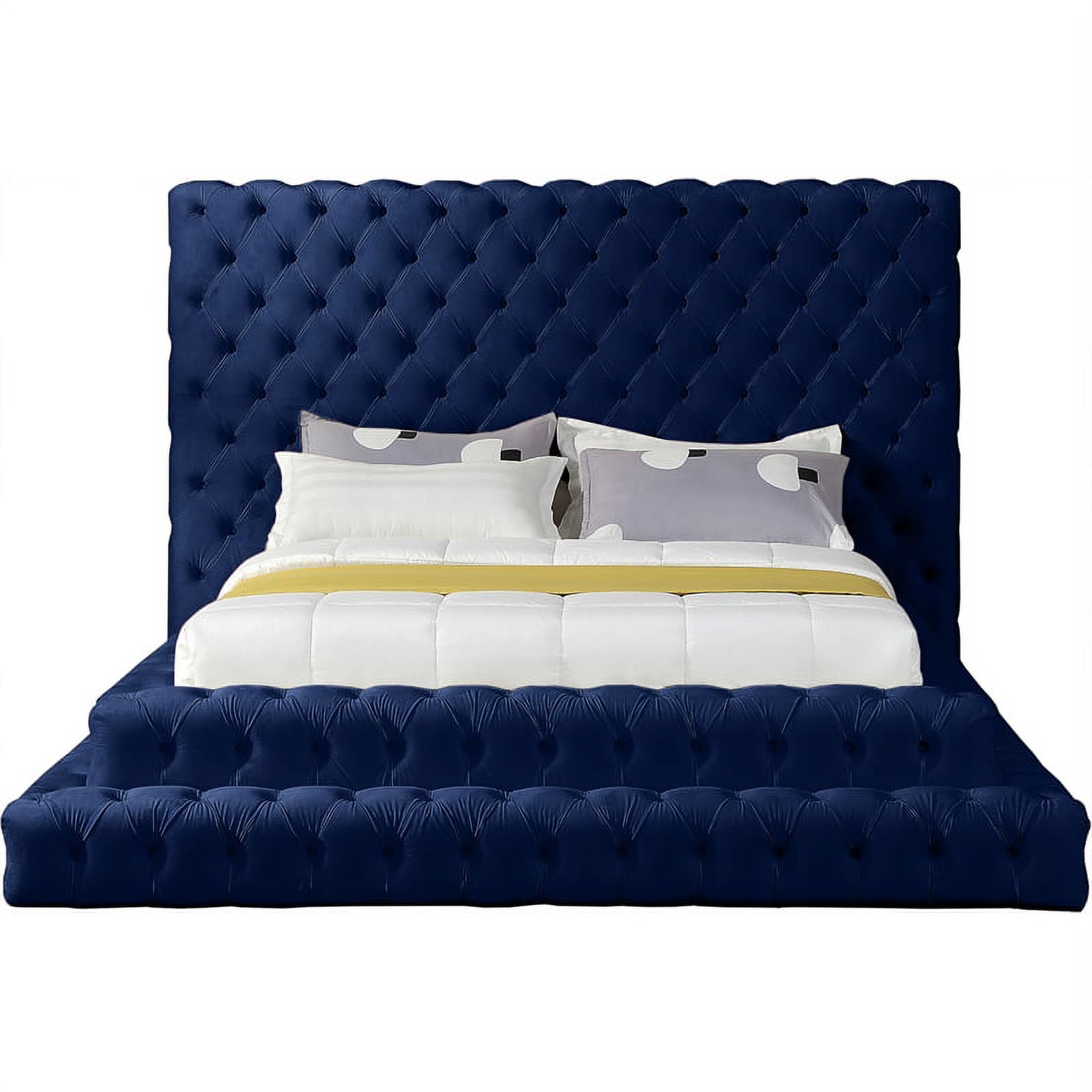 Meridian Furniture Revel Navy Velvet Queen Bed