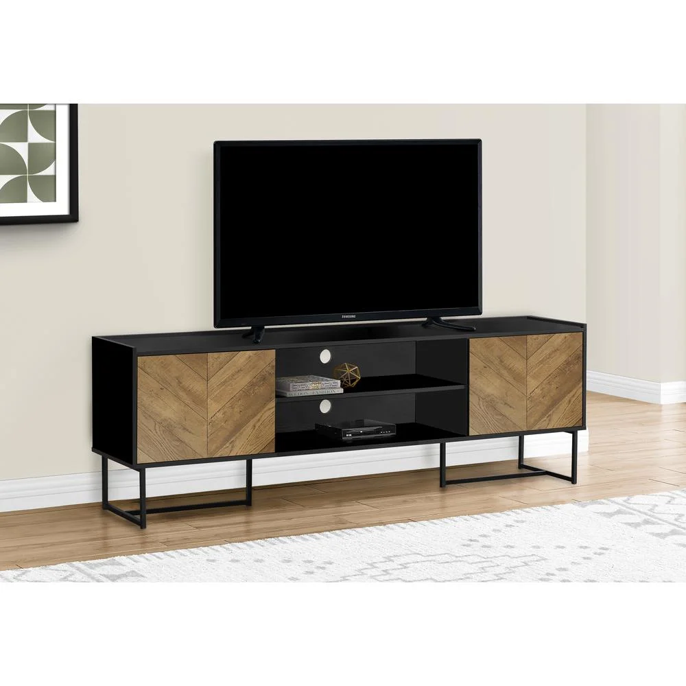 Tv Stand - 72 Inch - Console - Bedroom - Brown And Black Laminate