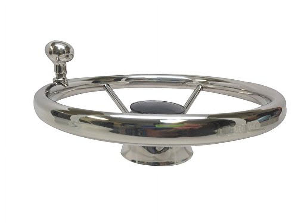 Pactrade Marine Destroyer 11'' Stainless Steel Steering Wheel Control Knob Plastic Black Cap 5 Spoke