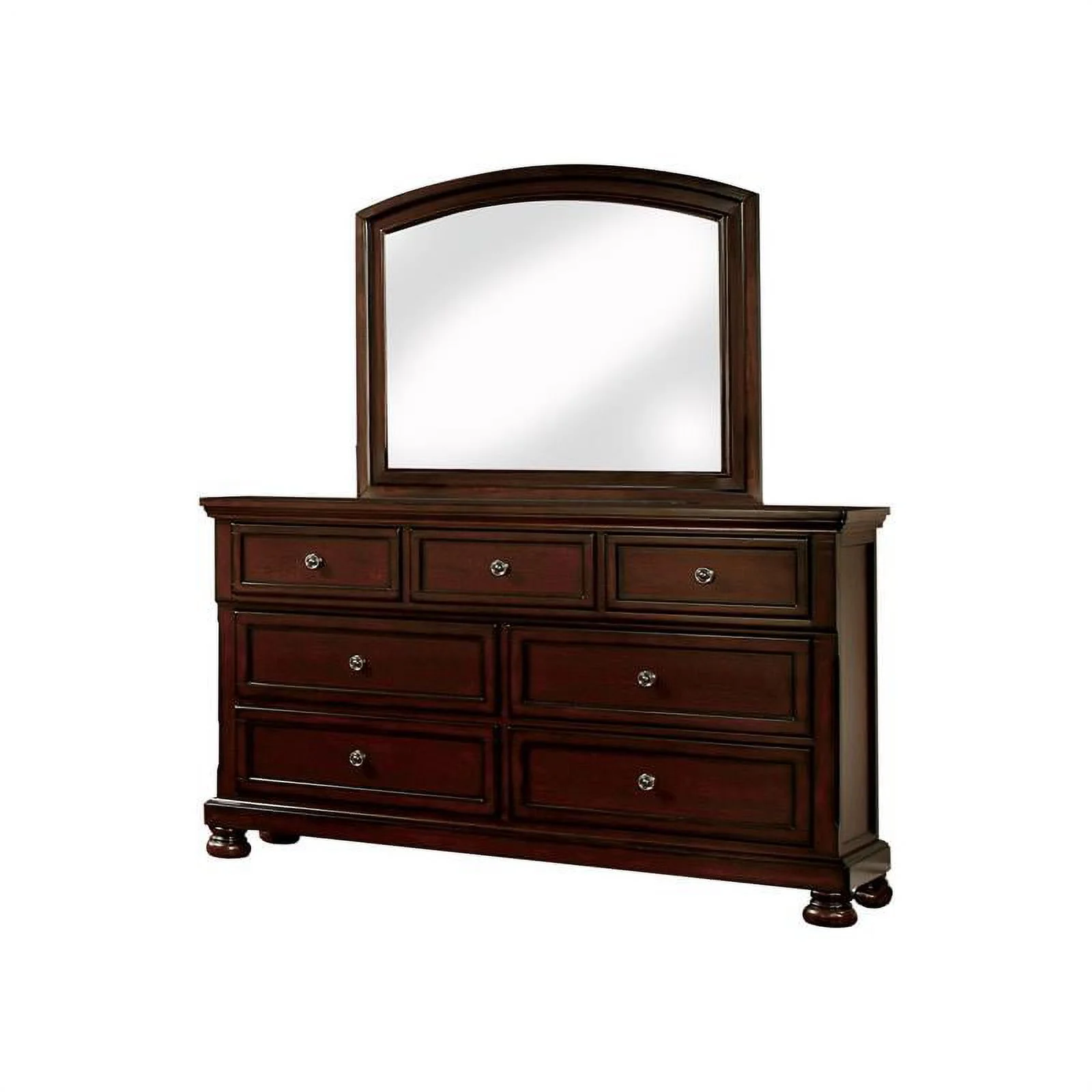 FOA Caiden 2pc Dark Cherry Solid Wood Bedroom Set - Nightstand + Dresser