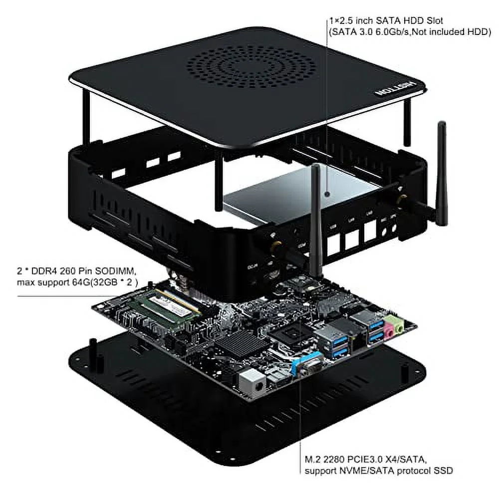 HISTTON Desktop PC Windows 11 TPM2.0, Small PC Core i5-11400 Processor, 64 GB RAM 1 TB SSD 1TB HDD, Gigabit Ethernet, HDMI, 1 COM Port, 4 USB 3.0, 4 USB 2.0, BT 5.1, WiFi, Mini Computer