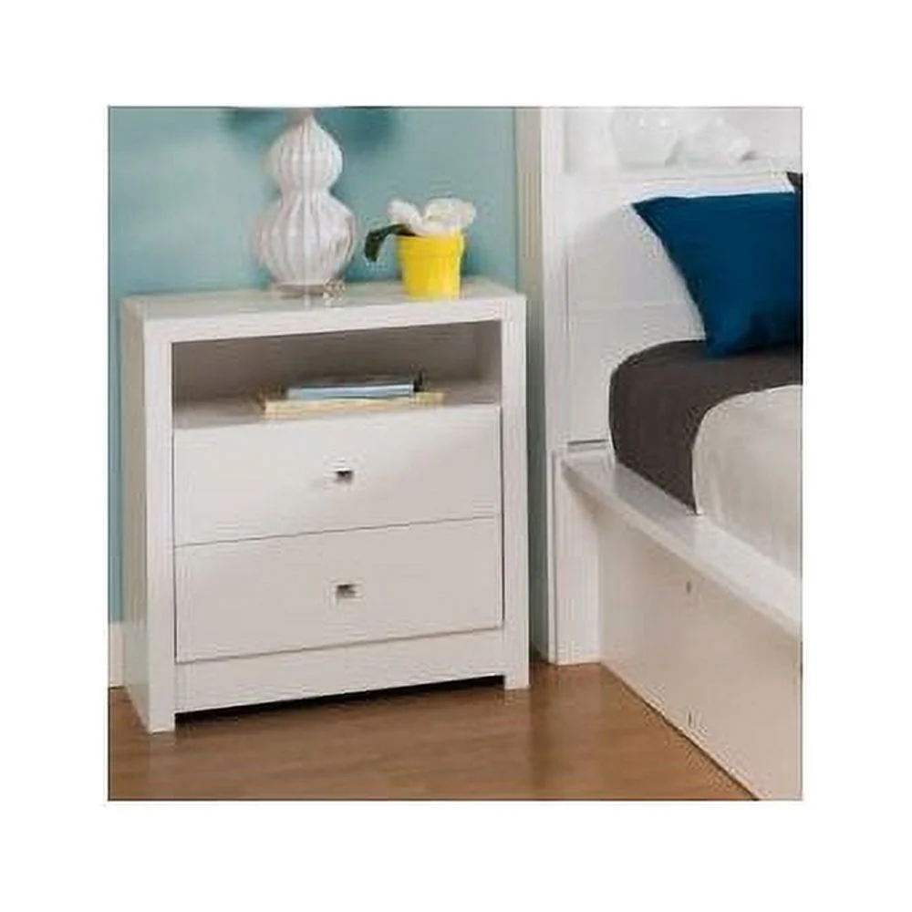 Prepac Calla Cosmopolitan Tall 2-Drawer Bedroom Nightstand, White