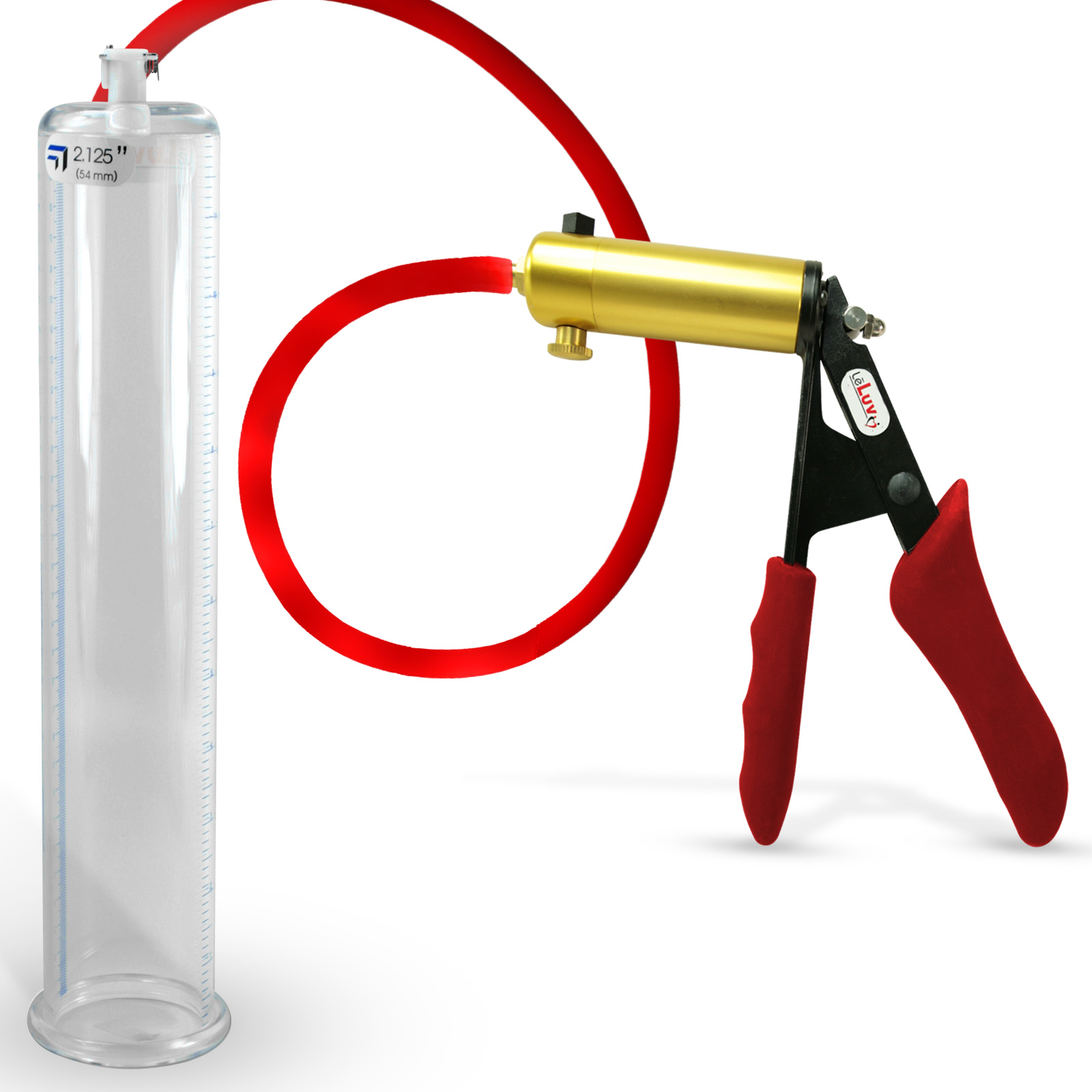 LeLuv Premium Ultima Penis Pump w/ Red Handle, Silicone Grip & Hose | 12