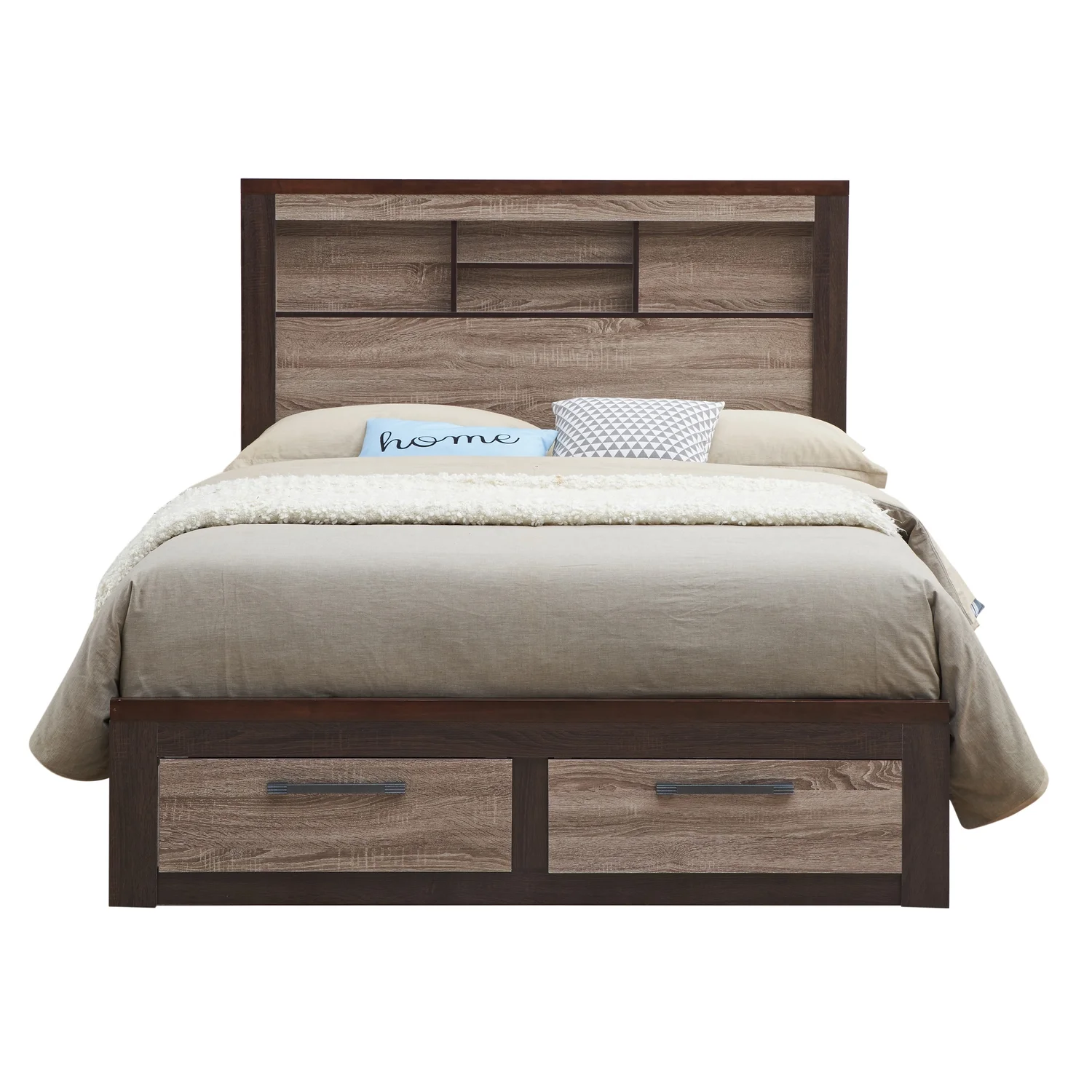 Homestock Urban Oasis G1400B-QB Queen Bed , Gray/Brown
