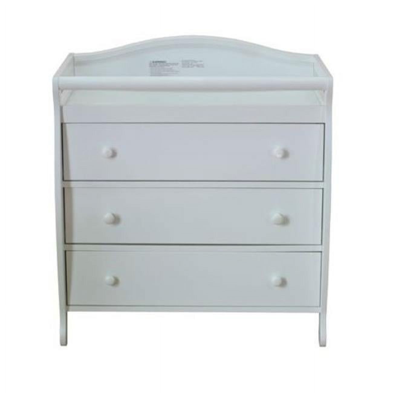 3358W-554-1 Grace 3-Drawer Changing Table with Contoured Changing Pad & Fabric Cover, White