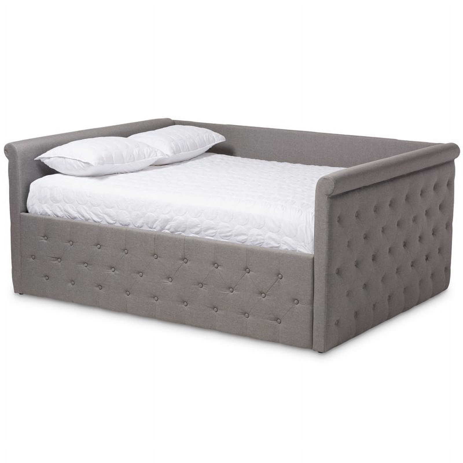 Bowery Hill Contemporary Tufted Full Daybed in Grey
