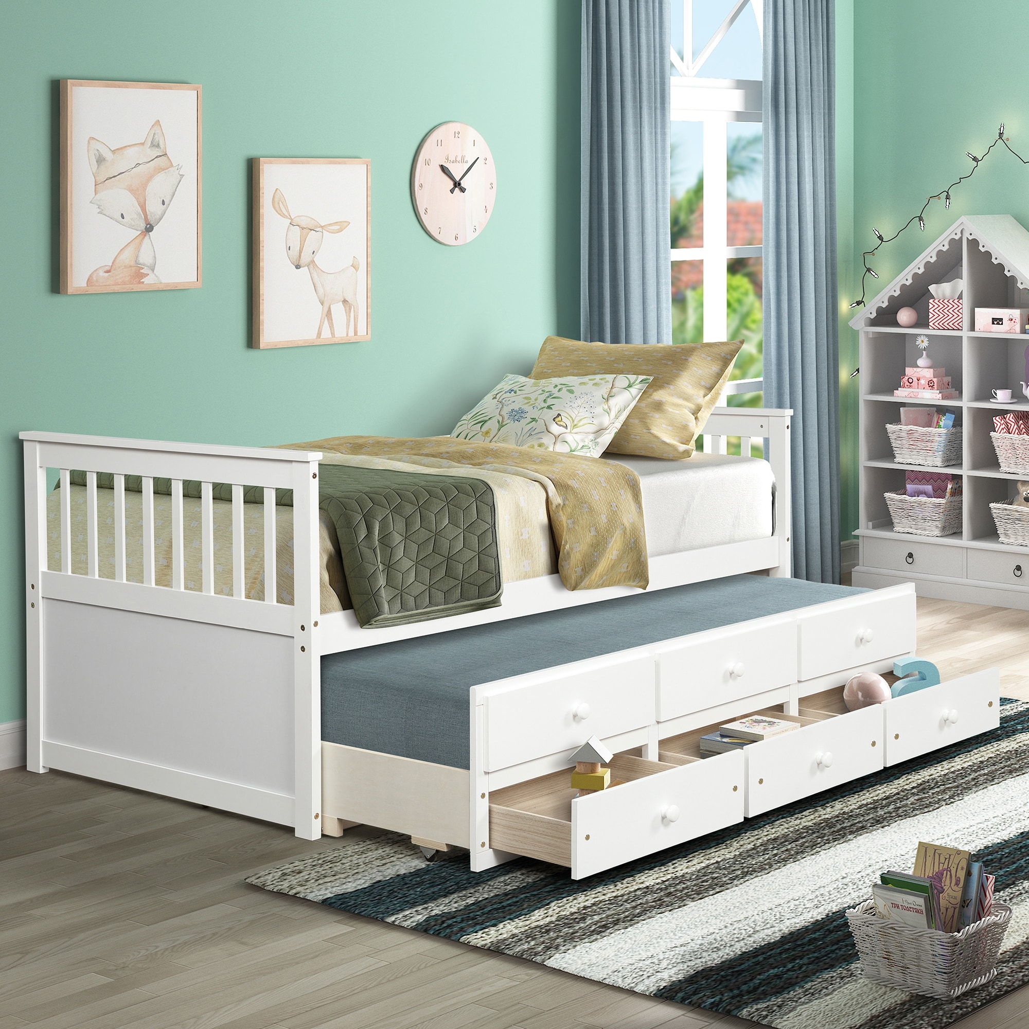 Home Adores Eliza Twin Size Daybed with Trundle and Storage Drawers Espresso