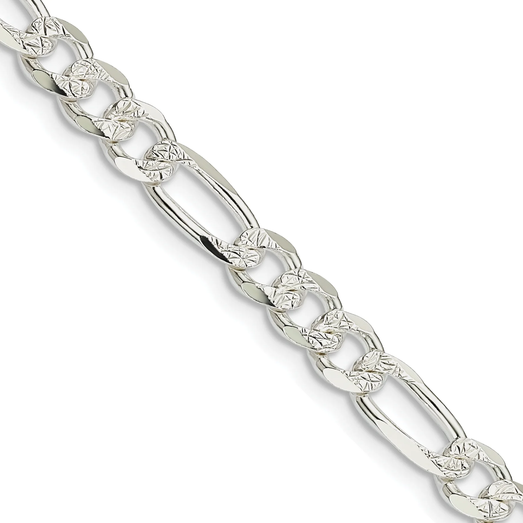 Carat in Karats Sterling Silver 5.5mm Polished Finish Flat Figaro Chain Necklace 16 Inch Length