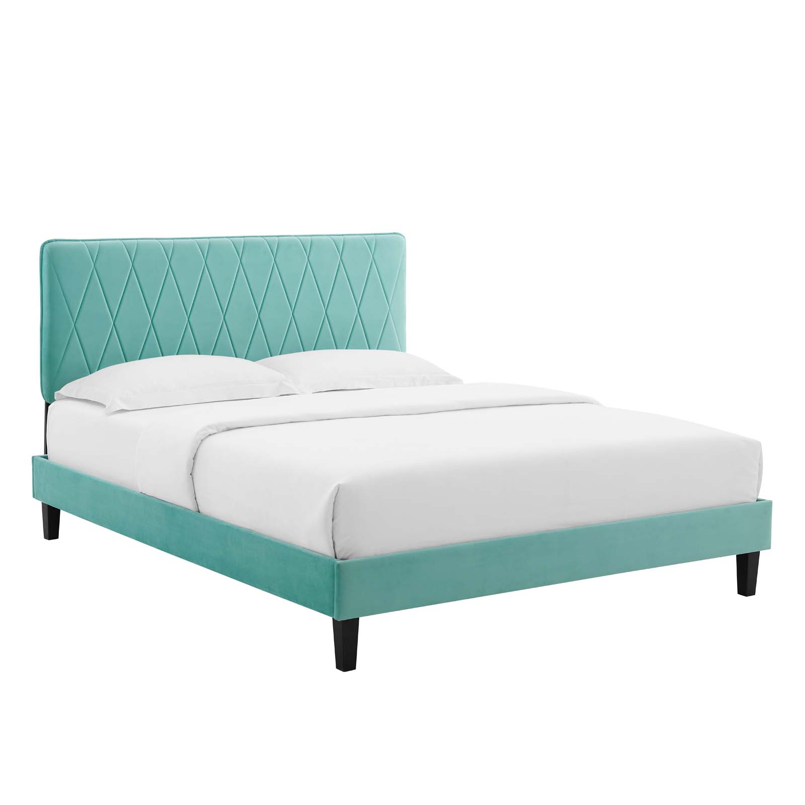Modway Phillipa Performance Velvet King Platform Bed in Mint