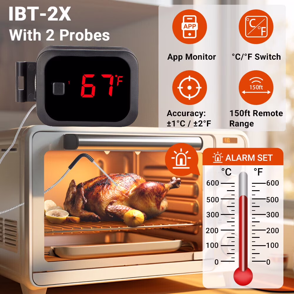 Inkbird IBT-2X Digital BBQ Grill Bluetooth Oven Smoker Thermometer ,Dual Probes