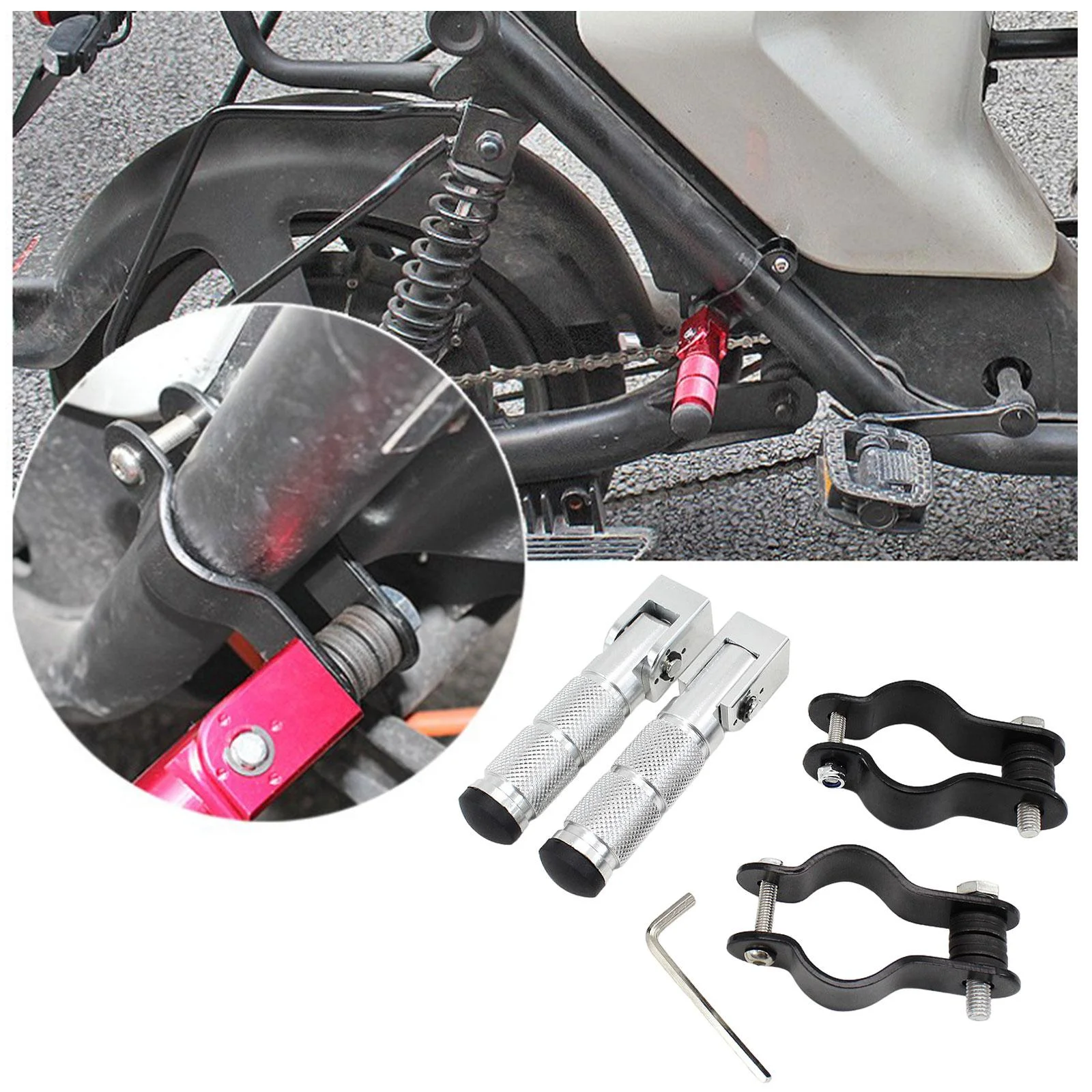 Stylish Universal Foot Pegs Folding Non-Slip Footpeg with Brackets Bicycles