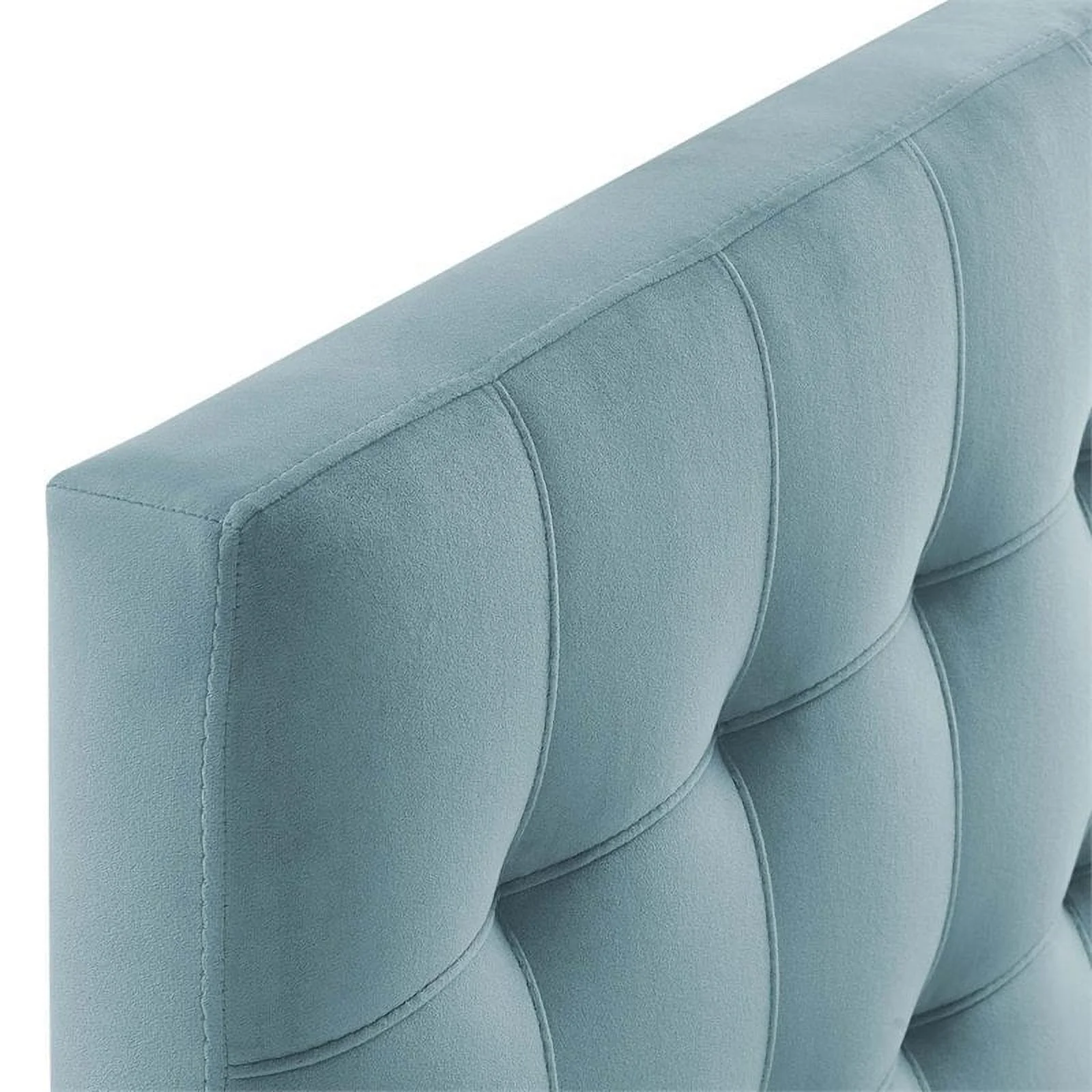 Pemberly Row Modern Fabric Biscuit Tufted Velvet Twin Headboard in Light Blue