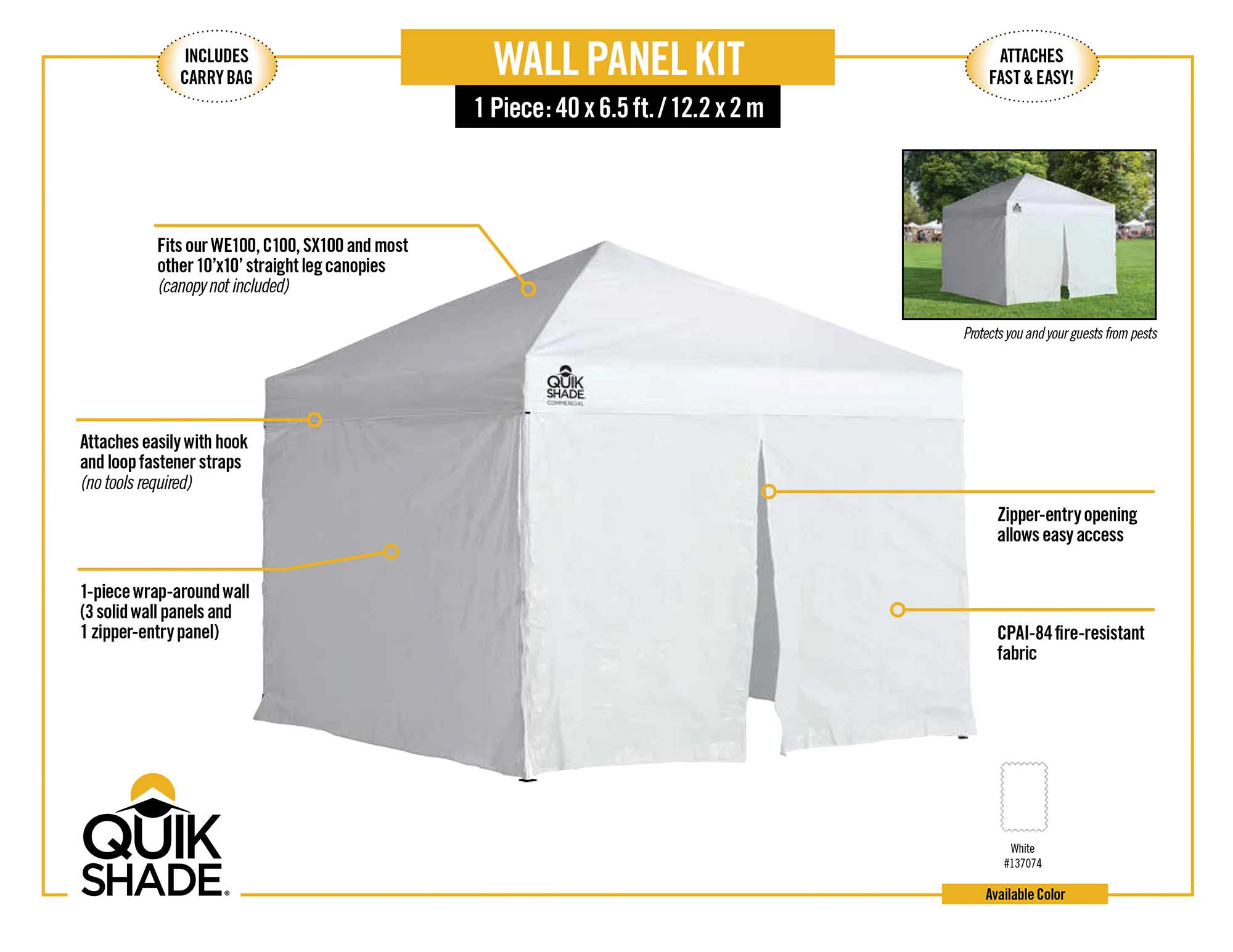 Quik Shade Canopy 10' x 10' Wall Panel Kit