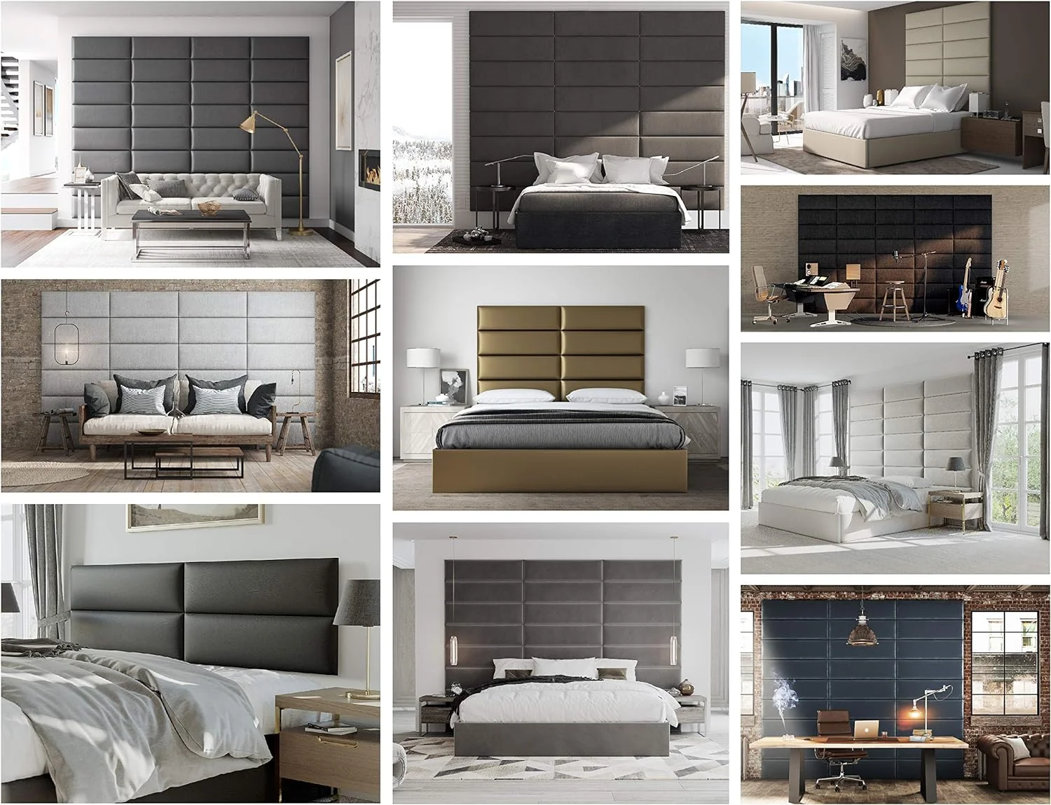 Upholstered Headboards - Accent Wall Panels - Weave Moondust Grey - /King - Set Of 4 Panels (Each Individual Panel 30