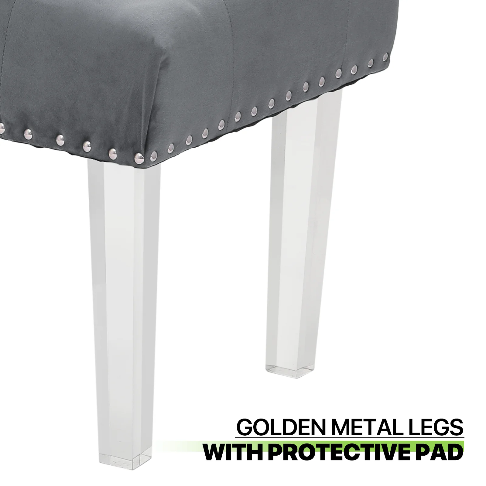 Magshion Tufted Velvet Ottoman, Entryway Wooden Stand Upholstered Seat Shoe Stool, Bedroom End of Bed Bench, Home Microfiber Fabric Footstool, Grey