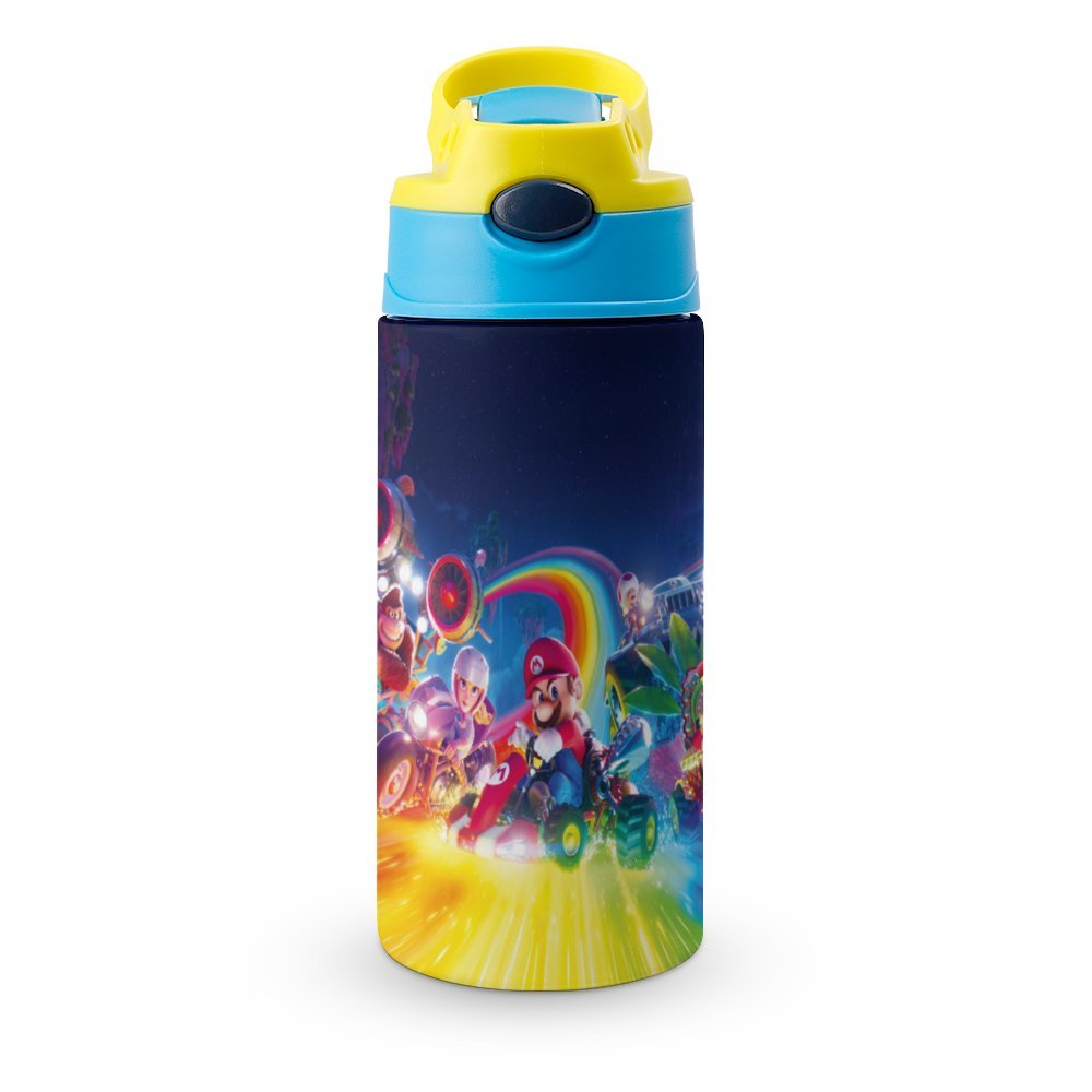Movie Mario Kid's Insulated Water Bottle With Straw Vacuum Stainless Steel Cup Leak-Proof Children Toddler Thermoses