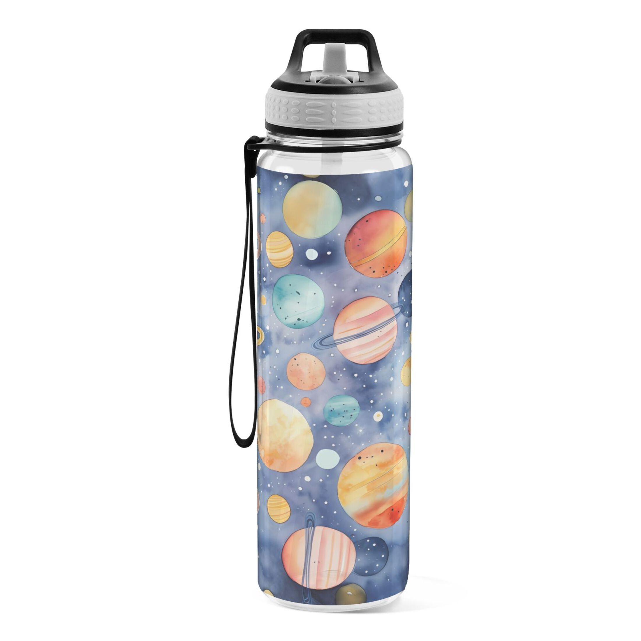 Space Cartoon 32oz Water Bottles with Straw Tritan Leakproof Sports Bottle BPA Free Clear for Fitness Gym Swimming Cycling