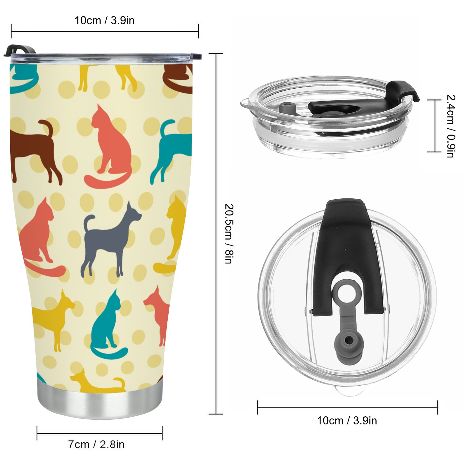 Hidove Stainless Steel Tumbler, Pattern of Cat and Dog 32oz Leak Proof & Stainless Steel Bottle for Hot & Cold Drinks - Coffee Travel Mug, Water Metal Canteen, Thermal Cup