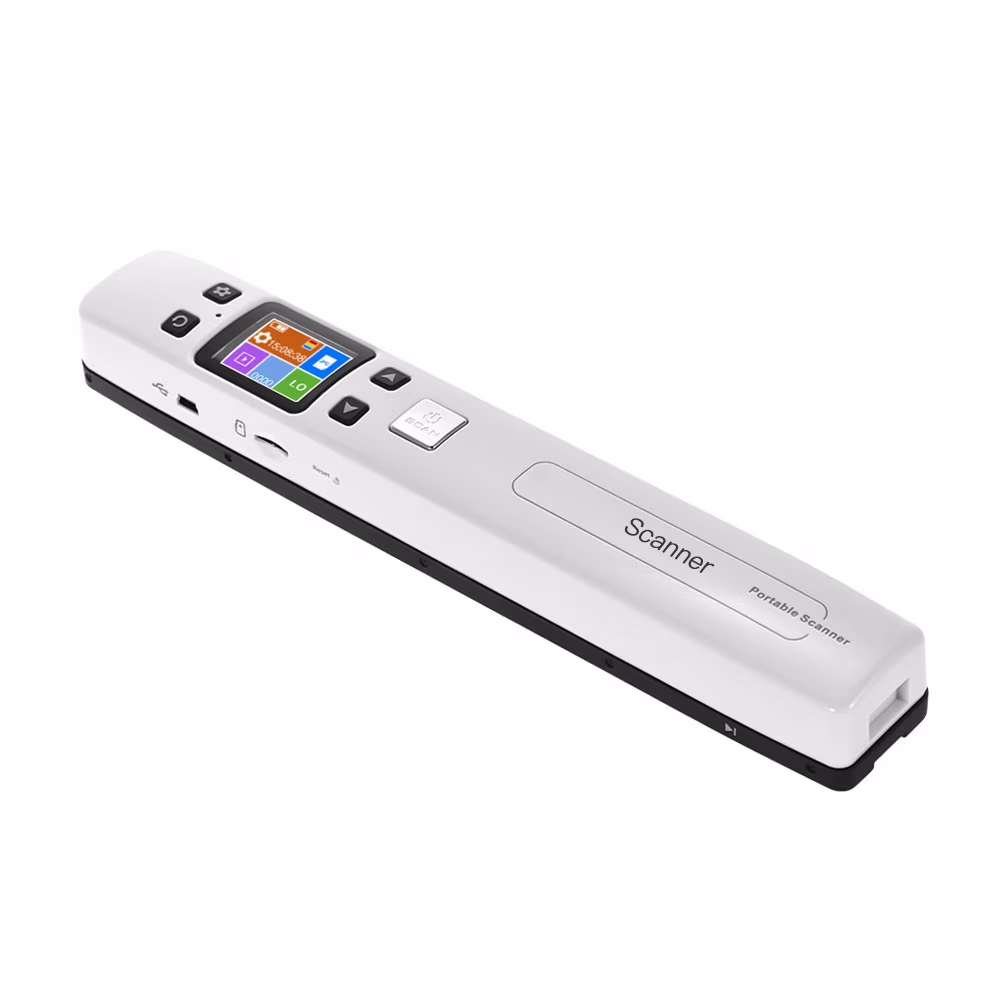 Portable Handheld Wand Document/ Book/ Images Scanner 1050DPI Resolution High Speed Scanning A4 Size JPEG/ PDF Format Colorful LCD Display for Office Business Reciepts