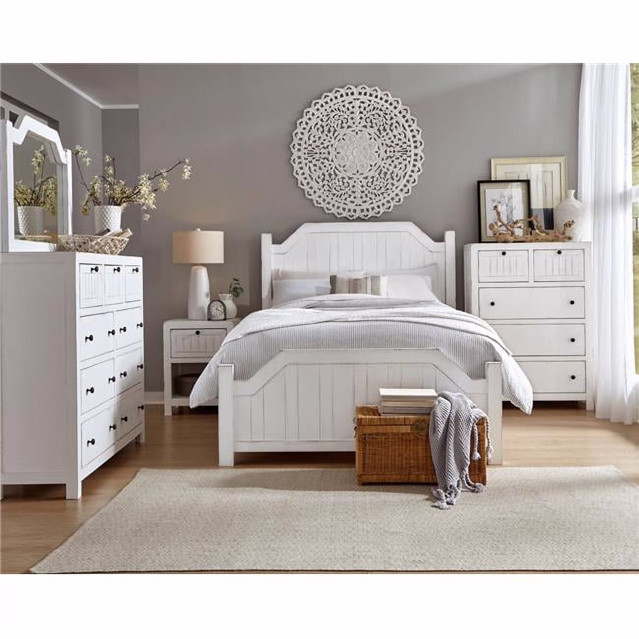 B617-23-50 Bedroom Drawer Dresser & Mirror, Cotton