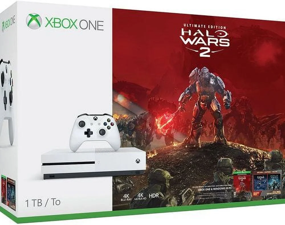 Microsoft Xbox One S 1TB Halo Wars 2 Bundle, White, 234-00128