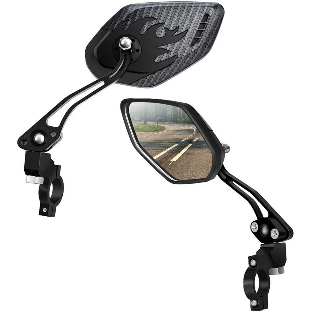 1 Pair Mountain Bike Handlebar Rearview Mirror Rotational Aluminum Alloy Reversing Mirror Reflector Accessories