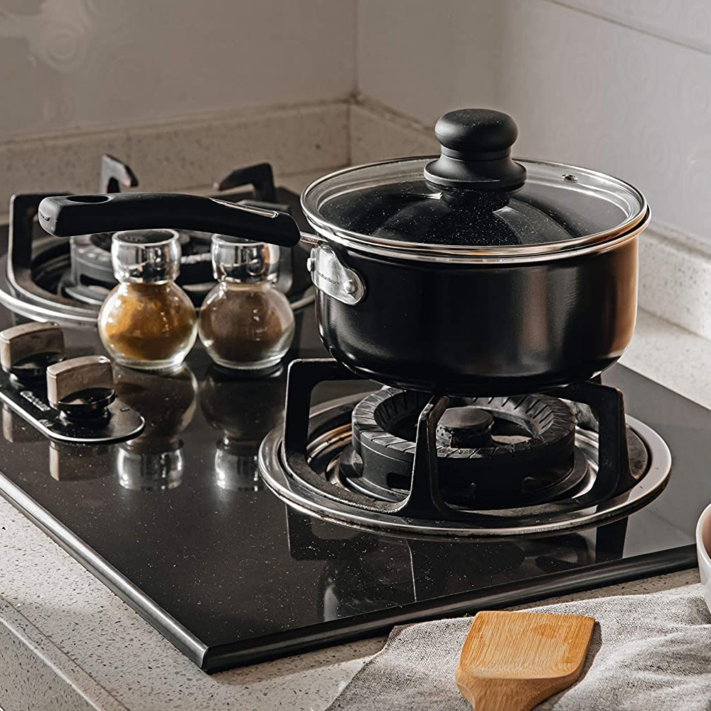 Alpine Cuisine 3 Qt Aluminum Nonstick Sauce Pan w/ Lid & Soft Touch Handle