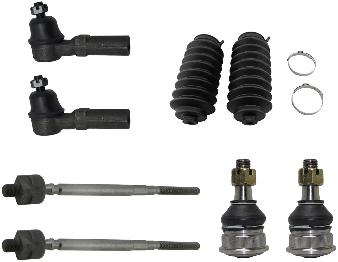 Detroit Axle- 8pc Front Lower Ball Joints, Inner Outer Tie Rods w/Rack Boot Kit for 1995 1996 1997 1998 1999 Nissan Sentra - [1995-1998 200SX] Power Steering Models Only