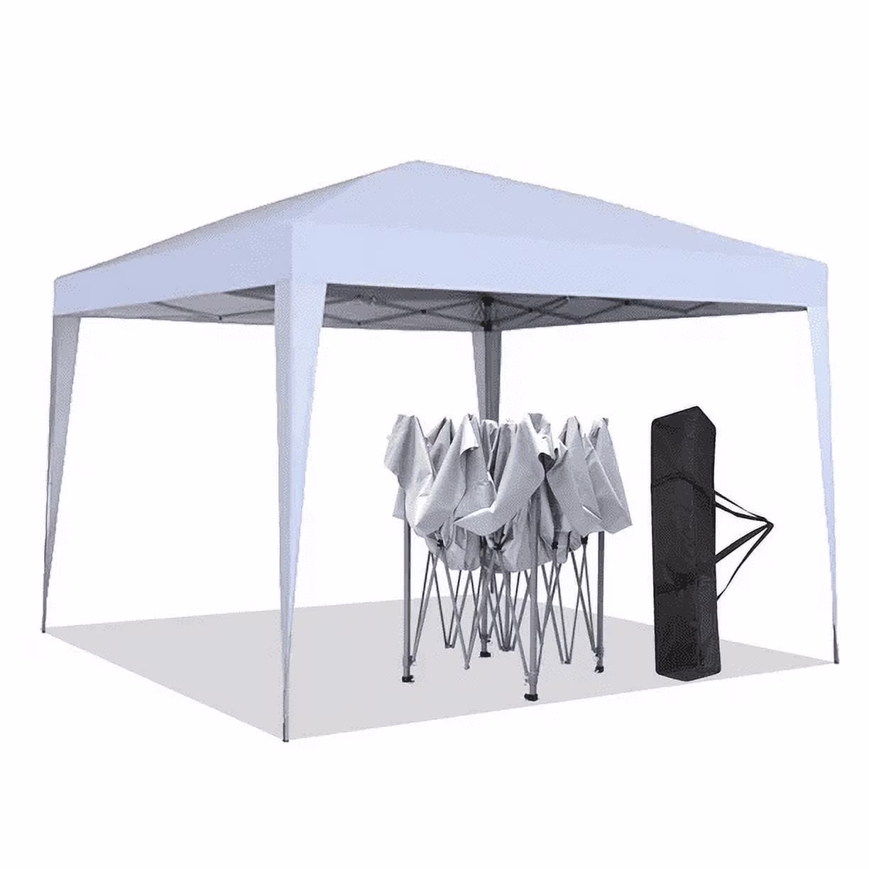 Outdoor Basic 10x10 ft Pop Up Canopy Tent Instant Shelter Pop-Up Sun Camping Tent + Free 6 Pcs Sandbags, White
