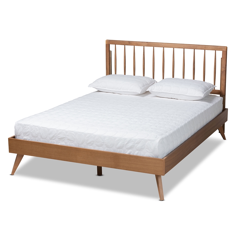 Bowery Hill Ash Walnut Finished Wood Queen Size Platform Bed