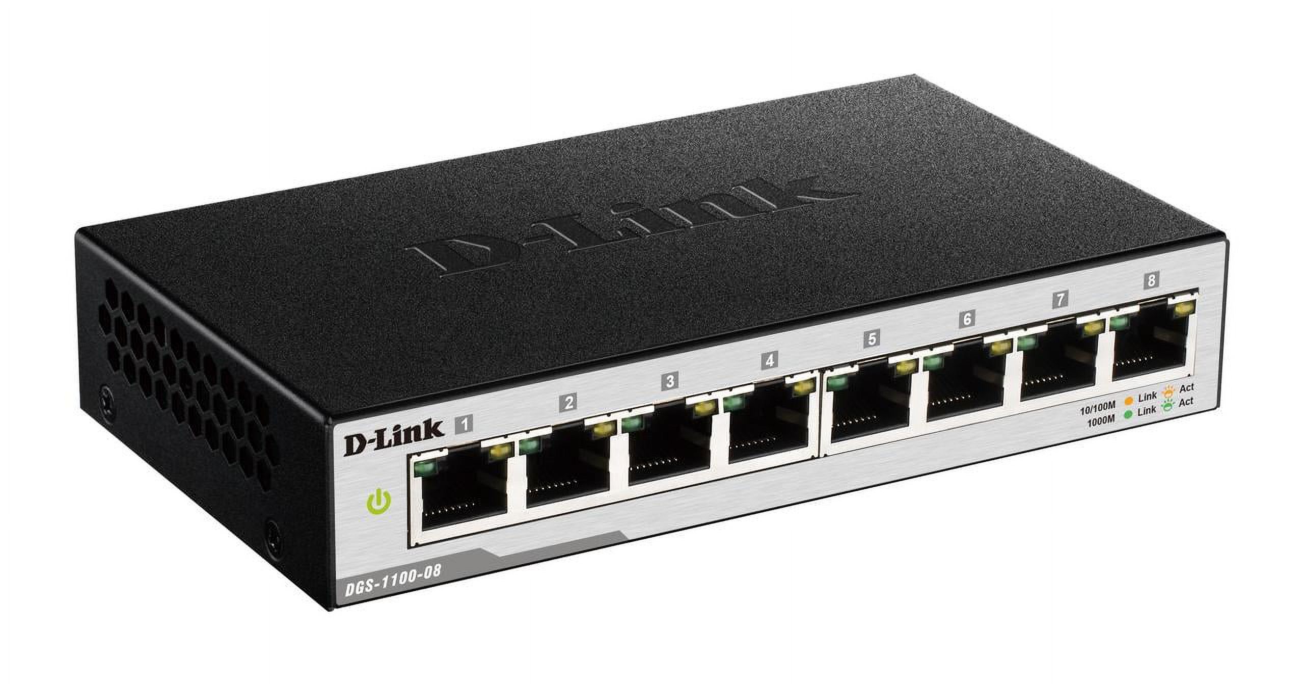 Restored D-Link 8-Port EasySmart Managed Desktop Gigabit Switch, Energy Efficient, DGS-1100-08/RE (Refurbished)