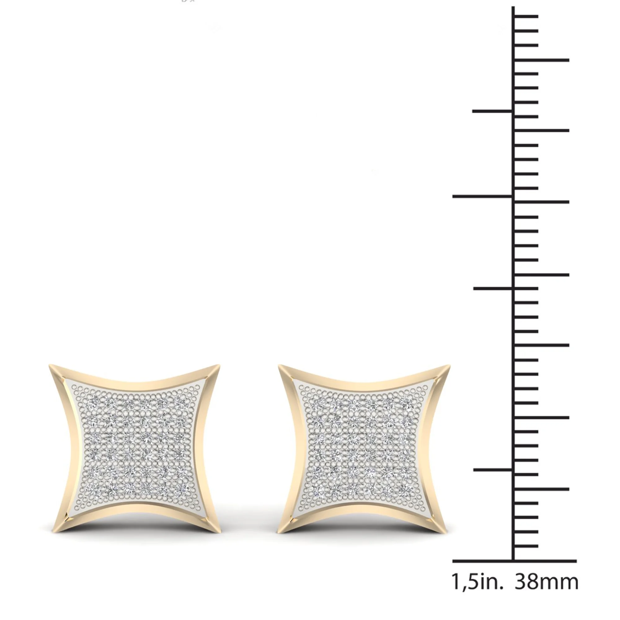 1/4ct TW Diamond 10K Yellow Gold Kite Shape Cluster Stud Earrings