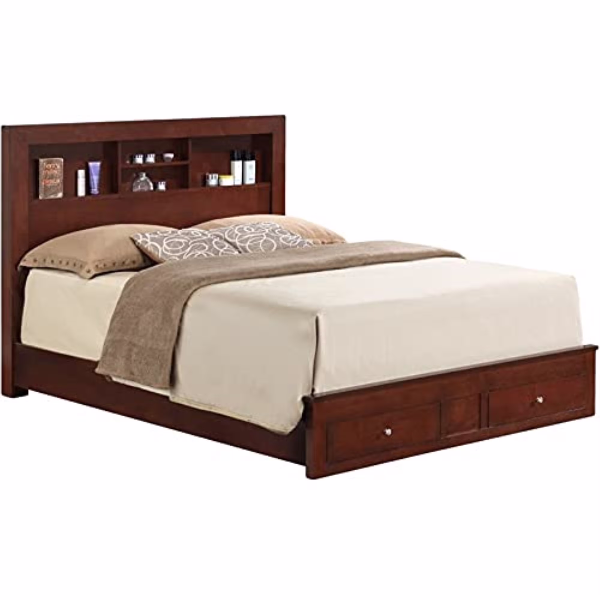 Glory Furniture Burlington King Storage Bed in Cherry