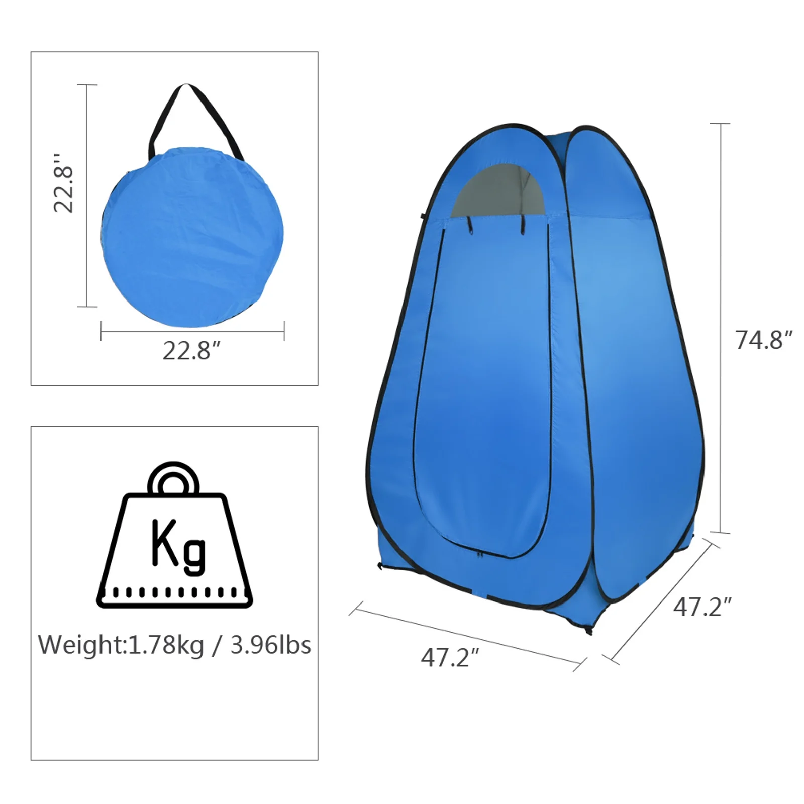 Portable Pop Up Toilet Shower Tent Changing Room Dressing Tent Camping Shelter Blue - Privacy & Convenience for Outdoor Activities - Ideal for Camping, Beach, and Festivals - Easy to Set Up and Store