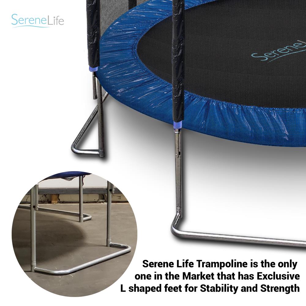 SereneLife ASTM Approved Trampoline W/ Net Enclosure Stable, Strong Kids & Adult Trampoline W/ Net