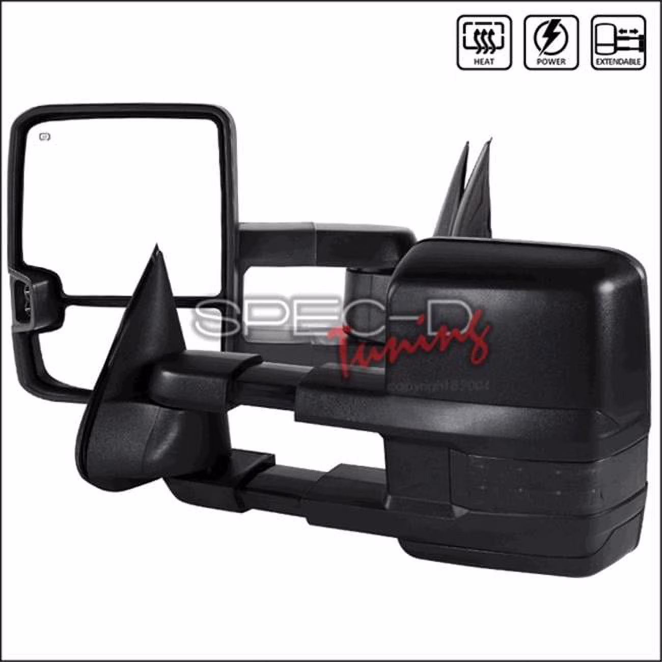 Spec D Tuning RMX-SIV99G3GLEDHP-FS Chrome Cover Towing Mirrors, Power Heated 99-02 Chevy Silverado