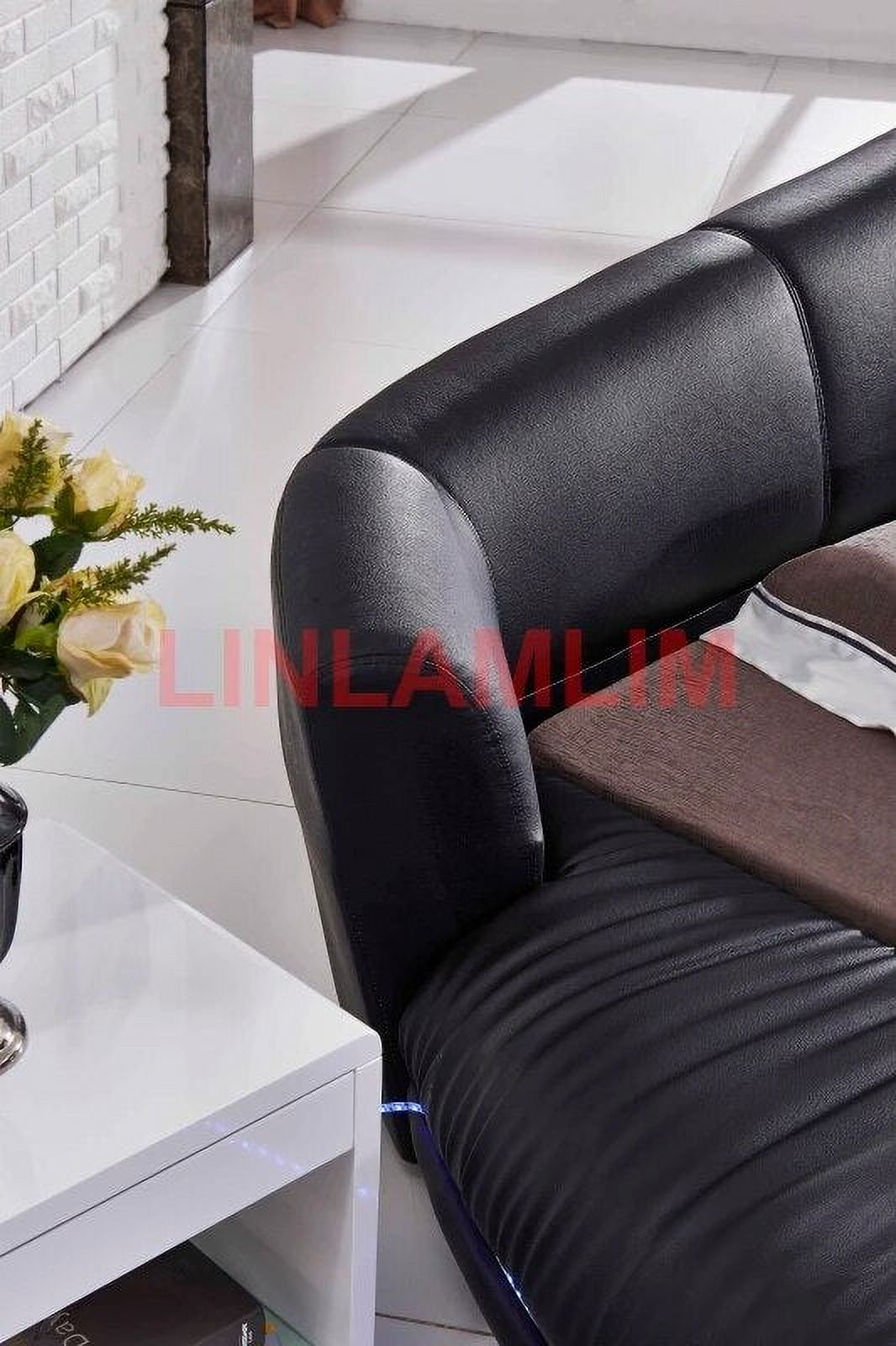 Linlamlim LED light round BED frame camas genuine leather bed кровать двусп&