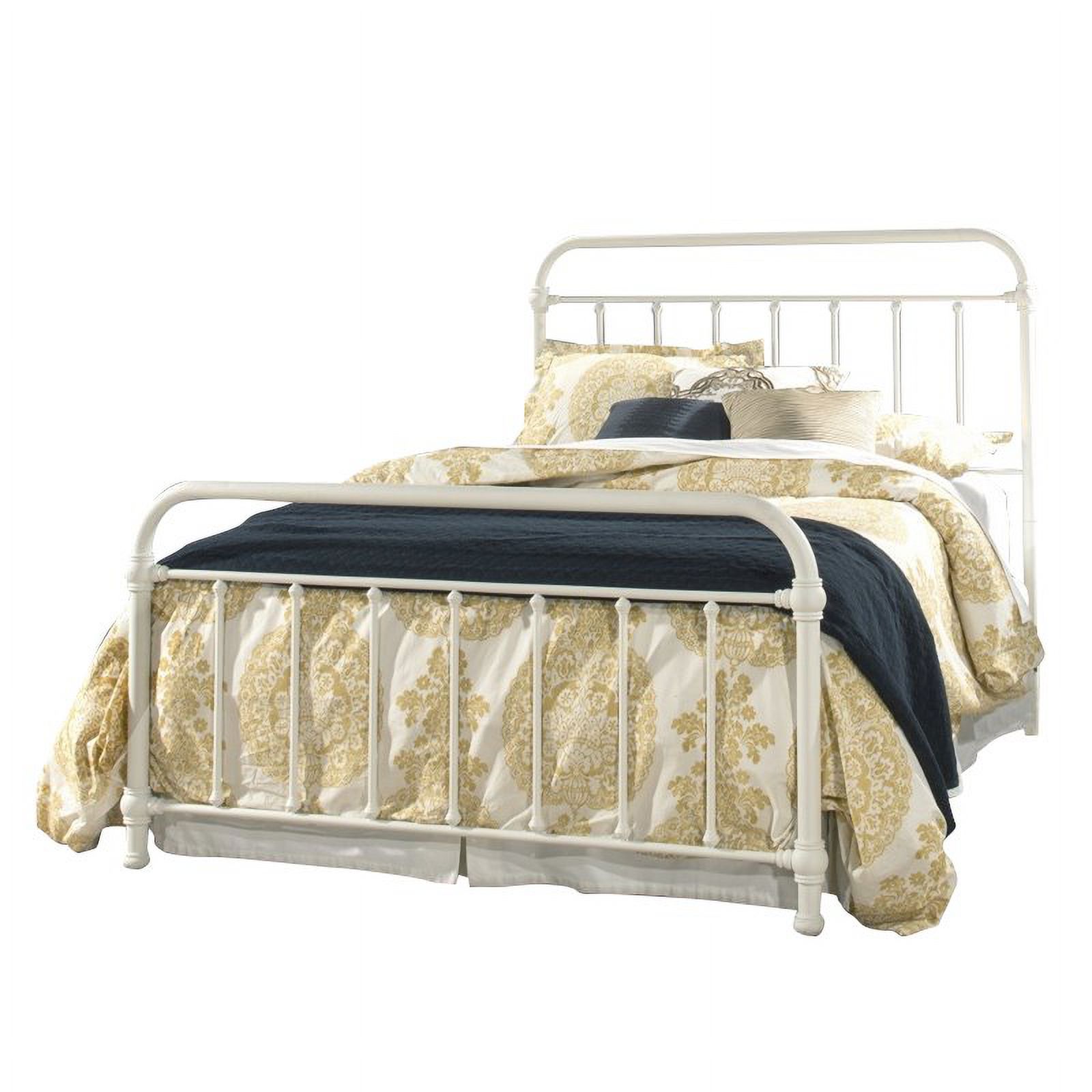 Bowery Hill Farmhouse Full Metal Spindle Panel Bed in White Finish