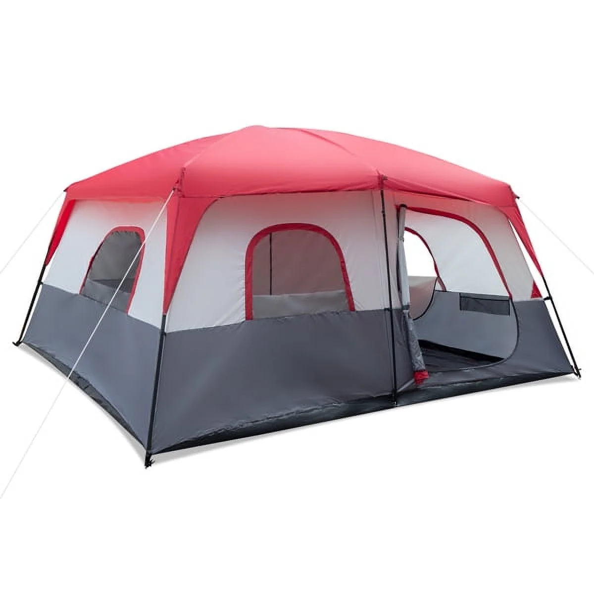 Fithood 430*430*210cm Polyester Cloth Fiberglass Poles Can Accommodate 14 People Camping Tent Red And White