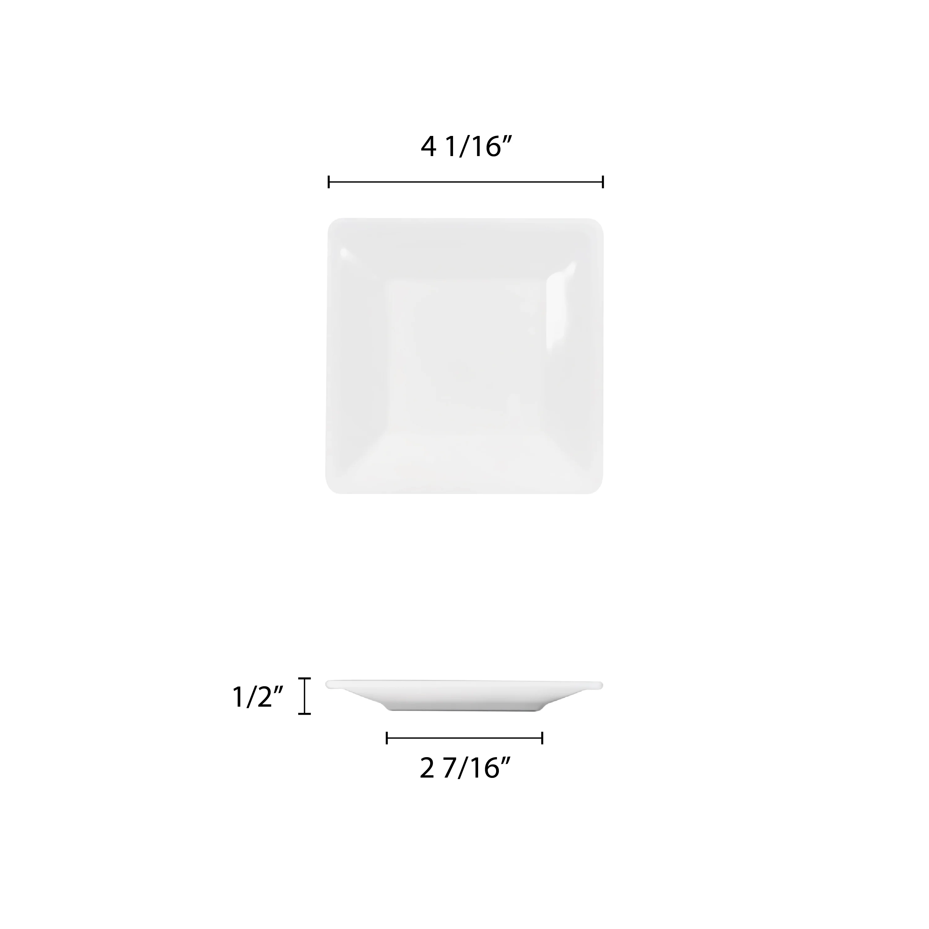 Excellante Passion White Melamine Dinnerware Collection 4 Inch Square Plate, Comes in Each