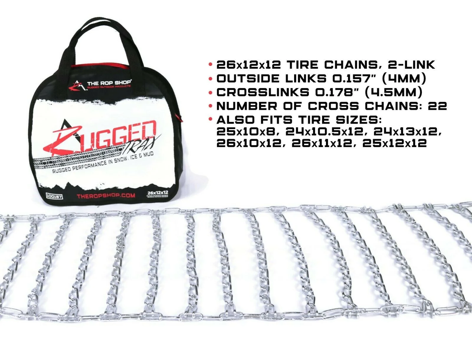 The ROP Shop | Snow Mud Tire Chains UTV ATV Quad 4-Wheeler 26x12x12 26x12.00x12.00 26-12-12